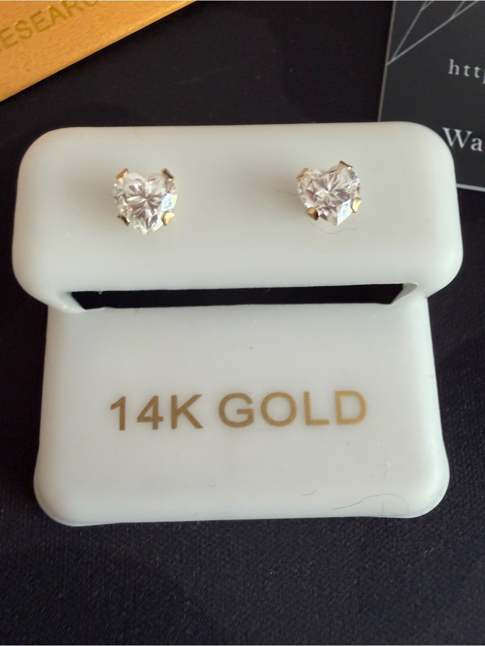 14K Gold Heart Moissanite Stud Earrings - 5.5 MM, 1 CT, Brand new!